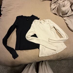 SKIMS 2/1 Marble and Soot Stretch Cotton Ribbed Long Sleeves